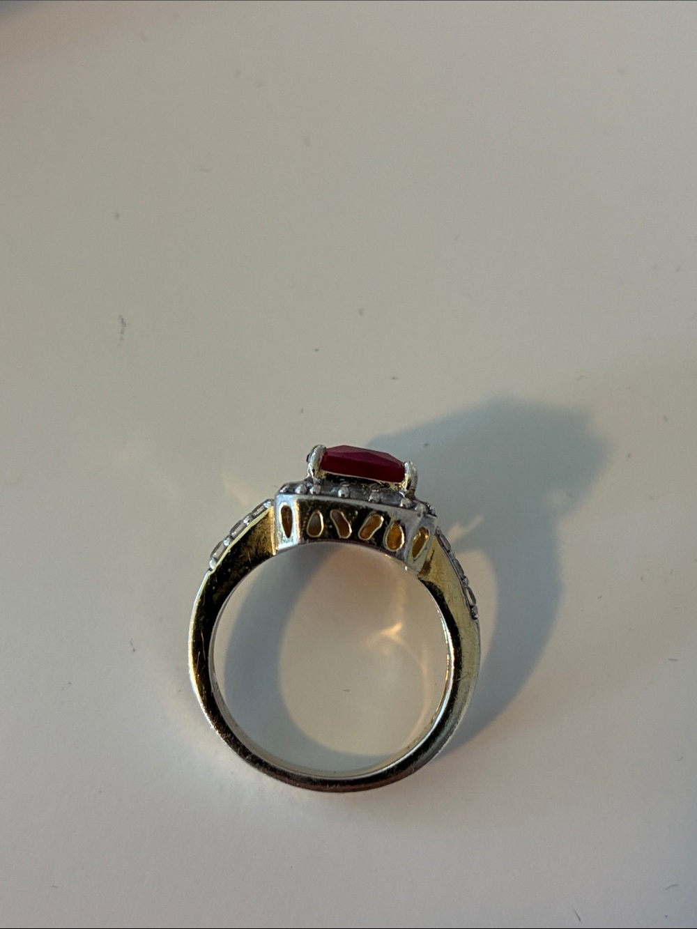Pink Ruby-Style Halo Ring - Picture 2 of 7